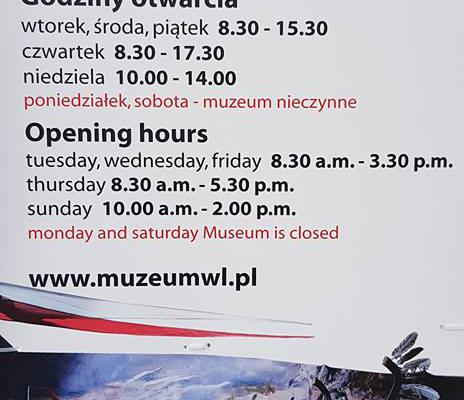 Nowe godziny otwarcia muzeum